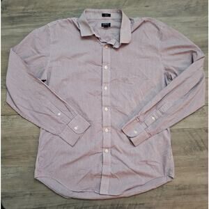 J.CREW Shirt Mens Size Large Red Check Long Sleeve Button Up Slim Performance